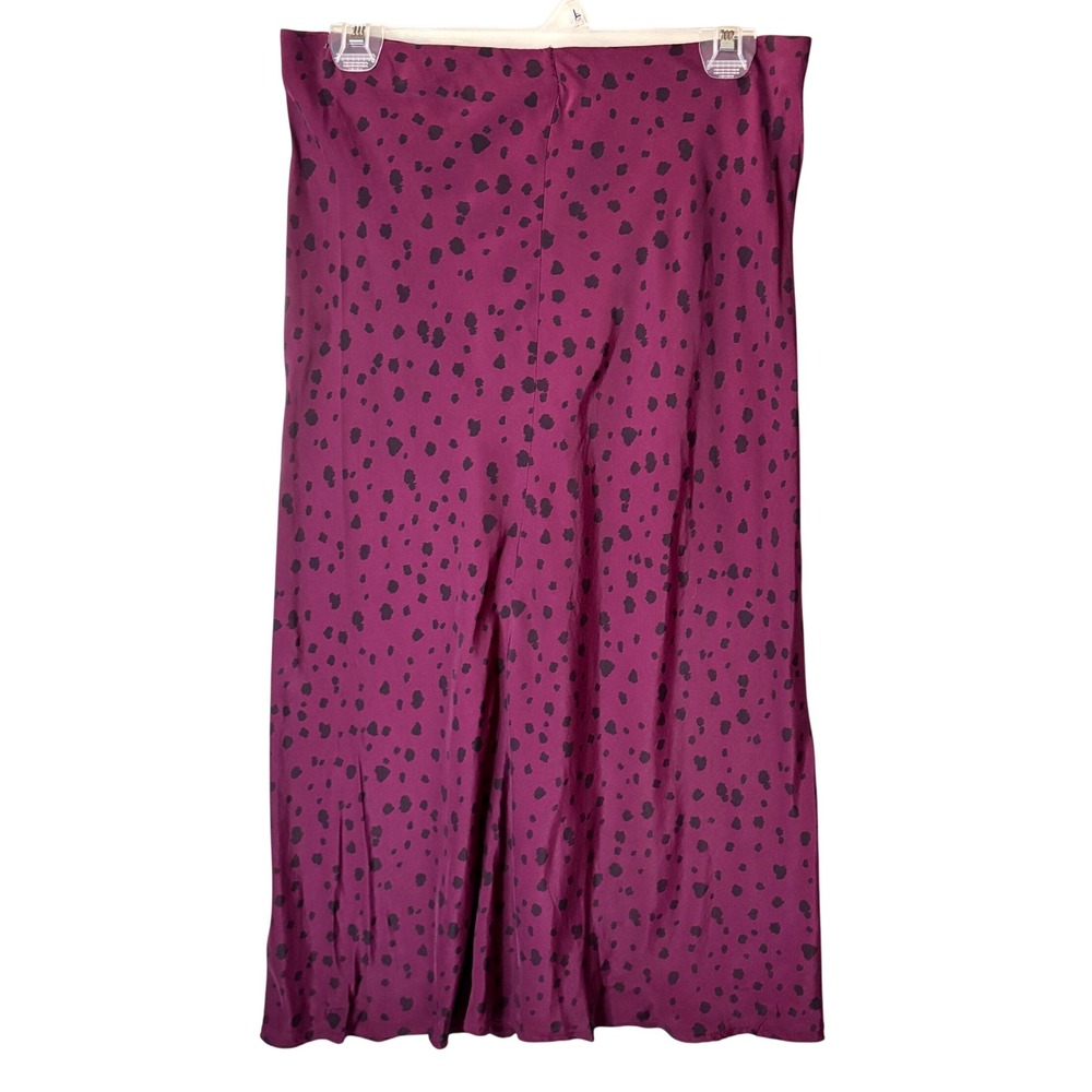 Y2K Animal Print Midi Slip Skirt Womens M Plum Purple Black Leopard Bias Cut